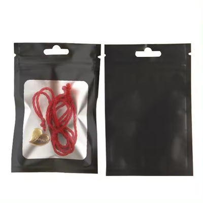 Embalagem com fecho de fechadura de plástico resistente a odor preto fosco Saco Mylar com janela transparente