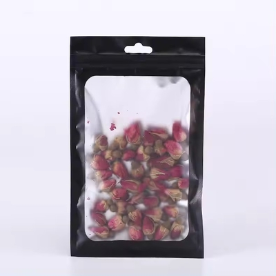 Embalagem com fecho de fechadura de plástico resistente a odor preto fosco Saco Mylar com janela transparente
