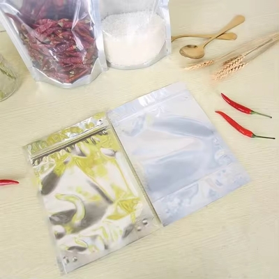 Saco de alimento de alumínio de folha de alumínio refeitável armazenamento de doces biscoitos nozes chá saco de zíper vertical com janela transparente