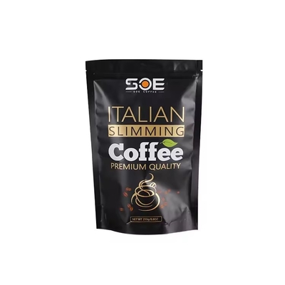 Logotipo personalizado em pé revestido de folha de alumínio embalagem plástica saco de alimentos com fecho de fecho sacos Mylar grãos de café