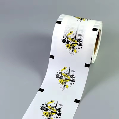 Filme de vedação laminado de plástico em rolos Embalagem sob medida Impresso 90mm 95mm Filme de vedação comum Pp Filme de papel para chá de bolha