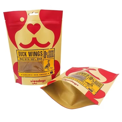 Saco de embalagem de alimentos Impressão personalizada de papel Kraft Gravura Impressão de fecho de cadeira de rodas Saco de bolso com janela clara