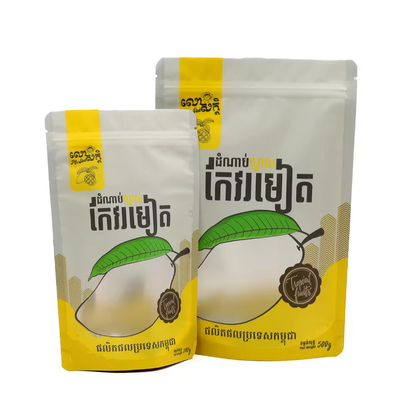 Bolsas de alimentos de plástico laminado recolocável embalagem personalizada Impressa Designada Bolsa de polipropileno para frutas secas