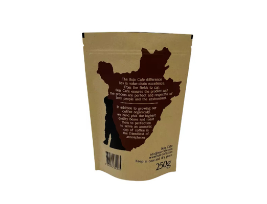 Compostabilidade Biodegradável Standup Flat Bottom Kraft Paper Food Packing Zipper Pouch Custom Impresso Saco de Café Com Valva