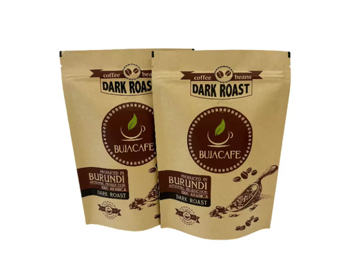 Compostabilidade Biodegradável Standup Flat Bottom Kraft Paper Food Packing Zipper Pouch Custom Impresso Saco de Café Com Valva