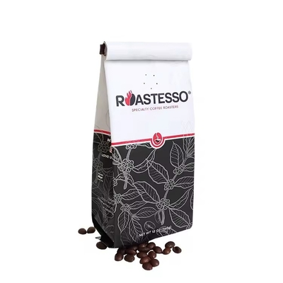 Fábrica Biodegradável Personalizada Grátis Cartão Kraft Grão de Café Lado Gusset Saco de Embalagem Saco Negro