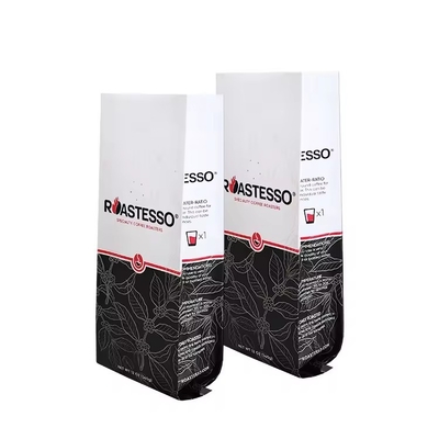 Fábrica Biodegradável Personalizada Grátis Cartão Kraft Grão de Café Lado Gusset Saco de Embalagem Saco Negro