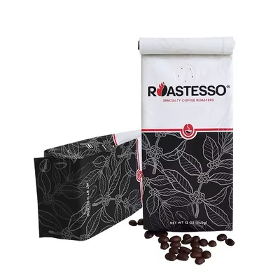 Fábrica Biodegradável Personalizada Grátis Cartão Kraft Grão de Café Lado Gusset Saco de Embalagem Saco Negro