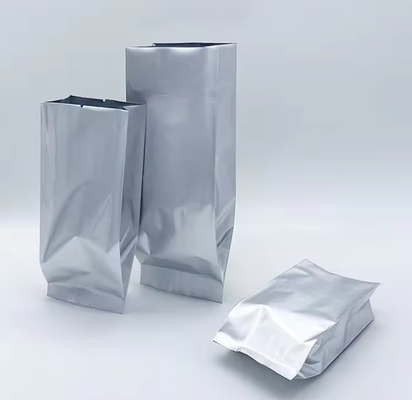 Folha de alumínio de prata brilhante laminada Selo térmico Retro Selo lateral Gusset Embalagem de alimentos Bolsa de grãos de café sacos