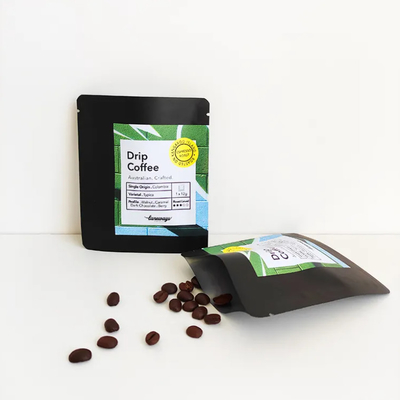 Impressão digital de 3 lados fechados Saco de bolso plano para filtro de café de gotejamento Embalagem de filtro de café pendurado na orelha Saco de café