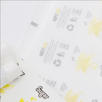 Comércio a retalho de embalagens de plástico personalizadas para alimentos Film laminado de papel de açúcar Saquete de papel de açúcar Film de embalagem automático para venda