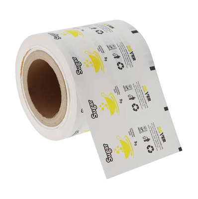 Comércio a retalho de embalagens de plástico personalizadas para alimentos Film laminado de papel de açúcar Saquete de papel de açúcar Film de embalagem automático para venda