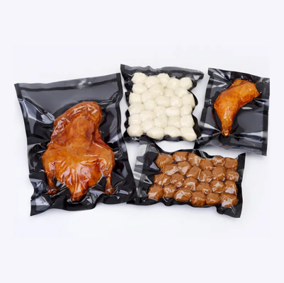 Sacos de armazenamento de cozinha personalizados para alimentos Embalagens de selos de calor negros Saco de vácuo de alimentos biodegradáveis de plástico