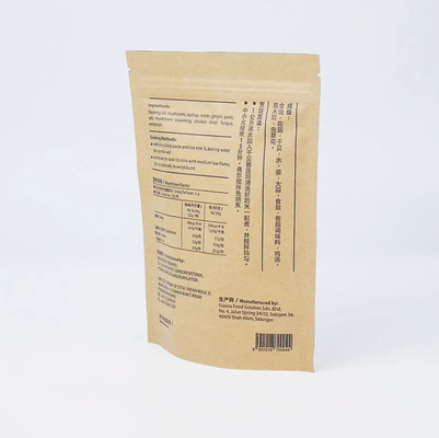 Folha de alumínio fechadura superior bolso de pé com selo térmico papel Kraft PET PE plástico para embalagens de alimentos