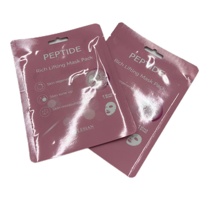 Cosméticos personalizados de alta qualidade Saco de máscara facial Stand-Up Selo de três lados Fácil rasgar Folha de alumínio puro Selo térmico Material PE PET