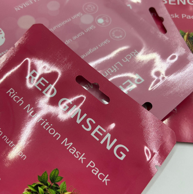 Cosméticos personalizados de alta qualidade Saco de máscara facial Stand-Up Selo de três lados Fácil rasgar Folha de alumínio puro Selo térmico Material PE PET