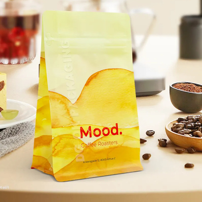 Logotipo personalizado Gusset lateral de fundo plano Grãos de café Embalagem laminada 100g 150g 250g 500g 1kg Sacos com válvula
