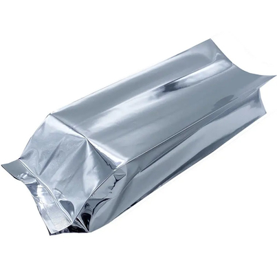 Folha de alumínio de prata brilhante laminada Selo térmico Retorno de vedação lateral Gusset Embalagem de alimentos Bolsa de vácuo Alimentos Chá Bolsas de grãos de café