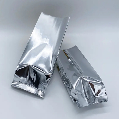 Folha de alumínio de prata brilhante laminada Selo térmico Retorno de vedação lateral Gusset Embalagem de alimentos Bolsa de vácuo Alimentos Chá Bolsas de grãos de café