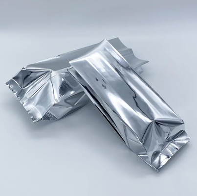 Folha de alumínio de prata brilhante laminada Selo térmico Retorno de vedação lateral Gusset Embalagem de alimentos Bolsa de vácuo Alimentos Chá Bolsas de grãos de café