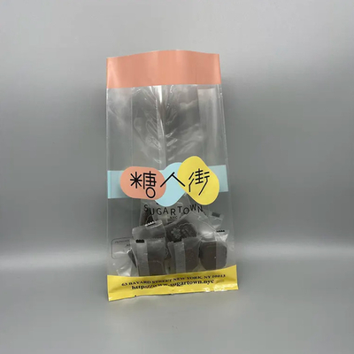 Custom Back Seal Saco Lado Claro Gusset Quad Seal Stand Up Alimentos Nut Snack Doces Oito Lado Seal Transparente Saco de Plástico