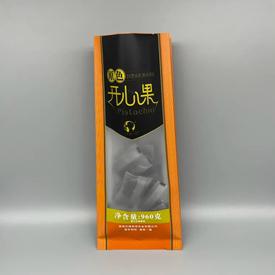 Custom Back Seal Saco Lado Claro Gusset Quad Seal Stand Up Alimentos Nut Snack Doces Oito Lado Seal Transparente Saco de Plástico
