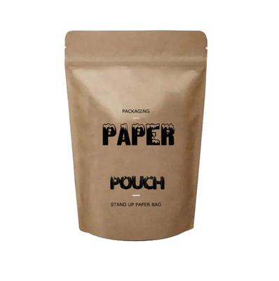 Doypack Ziplock Castanho Branco Kraft Papel Artesanal Sacos de Posição Alimentar Pó de Chá Café Embalagem Bolsas de Zipper