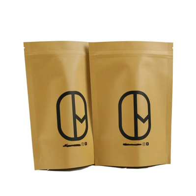 Doypack Ziplock Castanho Branco Kraft Papel Artesanal Sacos de Posição Alimentar Pó de Chá Café Embalagem Bolsas de Zipper