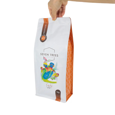 Logotipo personalizado Impressão Bolsa de fundo plano Gusset Selo de oito lados Saco de alimentos para animais de estimação Saco de arroz Biscoito Produtos secos Alimentos Saco de plástico para café