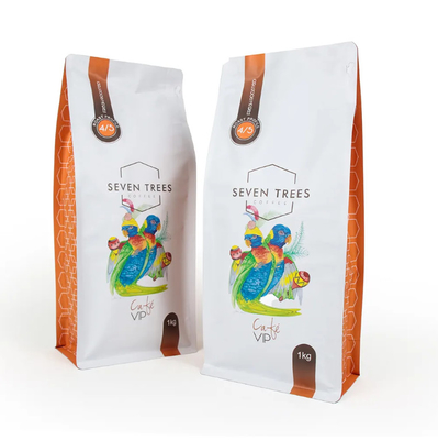 Logotipo personalizado Impressão Bolsa de fundo plano Gusset Selo de oito lados Saco de alimentos para animais de estimação Saco de arroz Biscoito Produtos secos Alimentos Saco de plástico para café