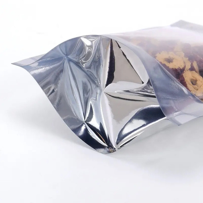 Bolsas de entrega de alimentos de papel de alumínio laminado brilhante reutilizável Bolsas de cadeado Yin Yang Bolsa de pé com frente clara