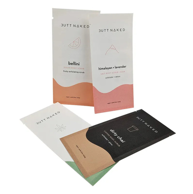 Sacos pequenos sellados de três lados Biodegradável Saquete de impressão personalizado para café chá doces lanches embalagens comestíveis Sacos de amostra