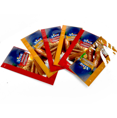 Sacos de selo personalizados Alimentos cozidos Sacos de alimentos congelados Embalagens de plástico Sacos de selo triplo
