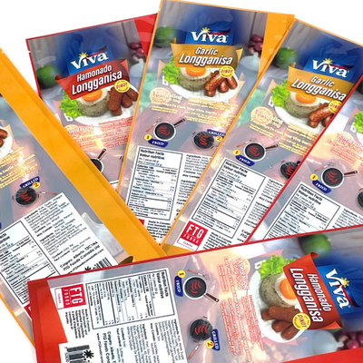 Sacos de selo personalizados Alimentos cozidos Sacos de alimentos congelados Embalagens de plástico Sacos de selo triplo