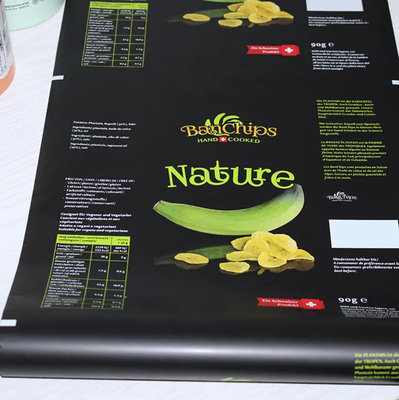 Filme de embalagem flexível fechado por calor personalizado para lanches, batatas, tortilhas de milho, farinha de milho, fatias de banana