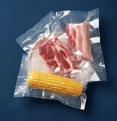 Bolsa de plástico de película transparente de poliéster livre de BPA Bolsas de vácuo de qualidade alimentar, com superfície de impressão de gravura, para embalagens de carne