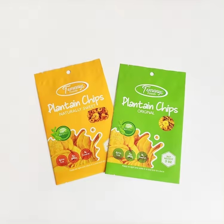 3.5 Saco Mylar Custom Printed Heat Seal Snack Banana Slices 3 Side Heat Seal Aluminium Foil Bag