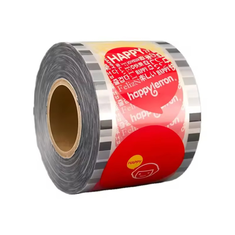 Filme de vedação laminado de plástico em rolos Embalagem sob medida Impresso 90mm 95mm Filme de vedação comum Pp Filme de papel para chá de bolha