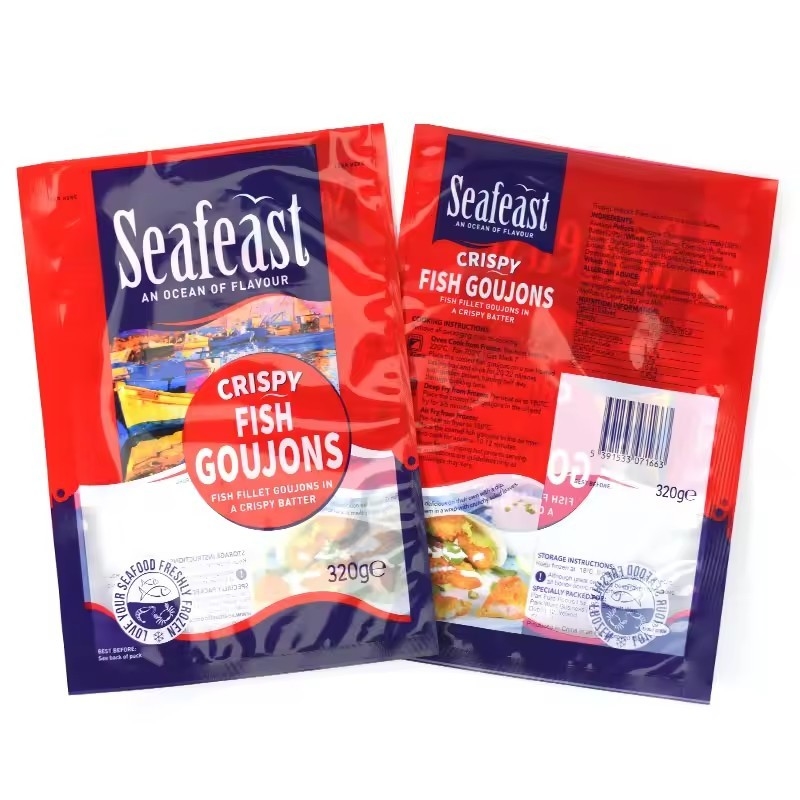 Embalagem de alimentos congelados de peixe, frango e peixe 3 laterais Selo Sacos de plástico com logotipos