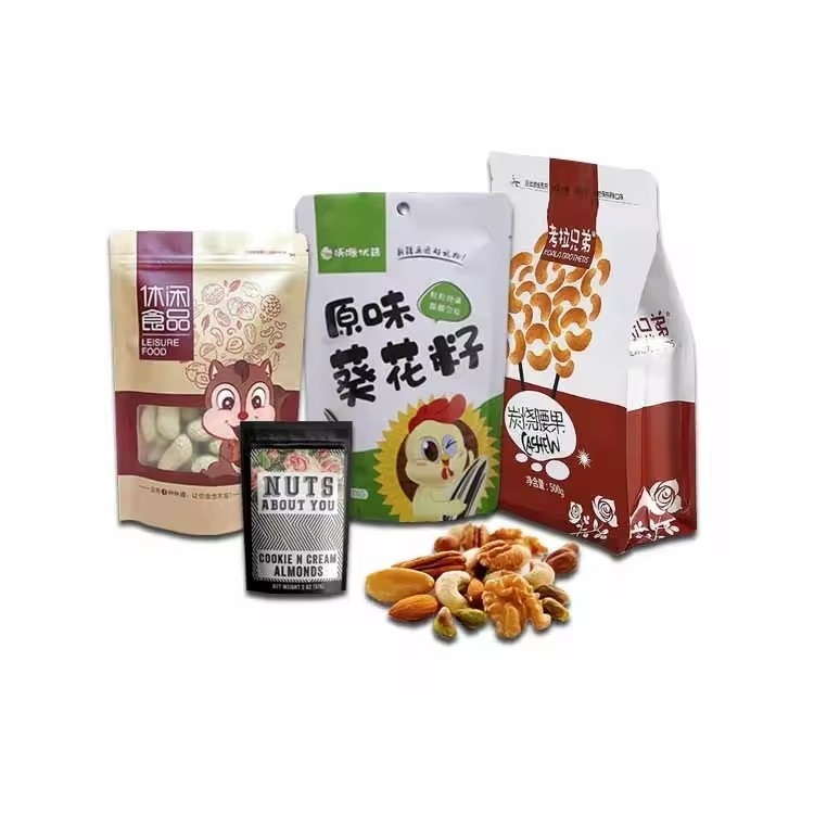 Custom Aluminum Foil Side Gusset Ziplock Food Pouches Plastic Dried Cashew Nuts Packaging Bag