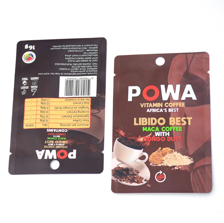 Sacos de alimentos fechados de três lados embalado com buraco redondo folha de alumínio saco de plástico de vedação impermeável
