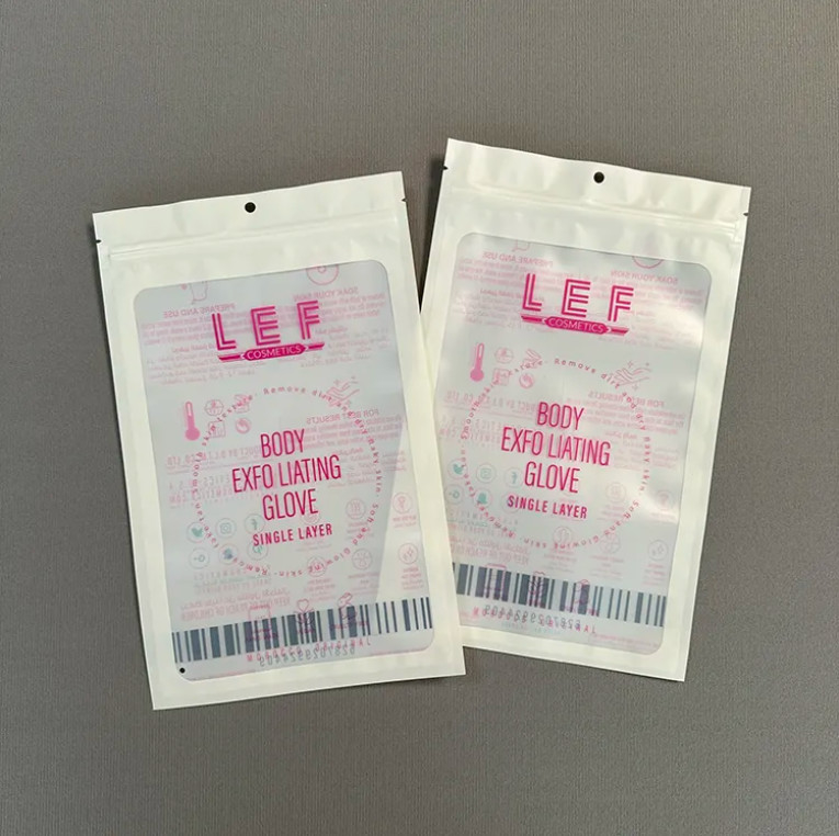 Luvas transparentes transparentes embalagem saco de zíper congelado para punhos cosméticos sacos de plástico Mylar Ziplock selo de três lados