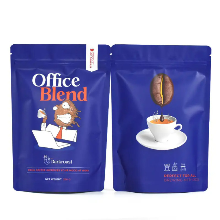Desenho personalizado Impresso à prova de odor 100g 500g Saco de fecho de fecho Saquete Suplementos de soro de leite Embalagem de café Saco Mylar