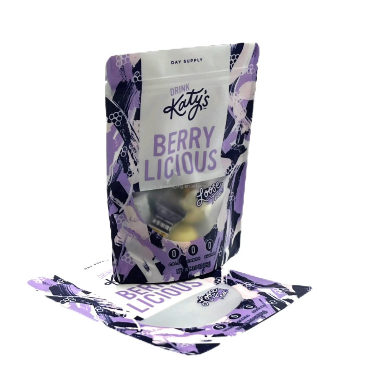 PET reciclável Mylar Ziplock Stand Up Pouch Bag Ervas verdes folhas soltas Negro Café Doypack Sachet Matcha Saco de chá Armazenamento