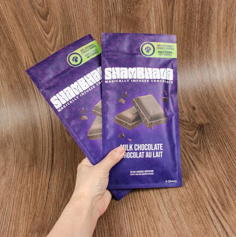 Bolsa de gelo brilhante de qualidade alimentar de impressão personalizada 3 lados selados bolsas de ziplock reutilizáveis Folha de alumínio bolsas Mylar para chocolate