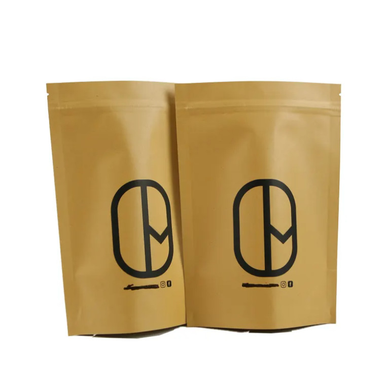 Doypack Ziplock Castanho Branco Kraft Papel Artesanal Sacos de Posição Alimentar Pó de Chá Café Embalagem Bolsas de Zipper