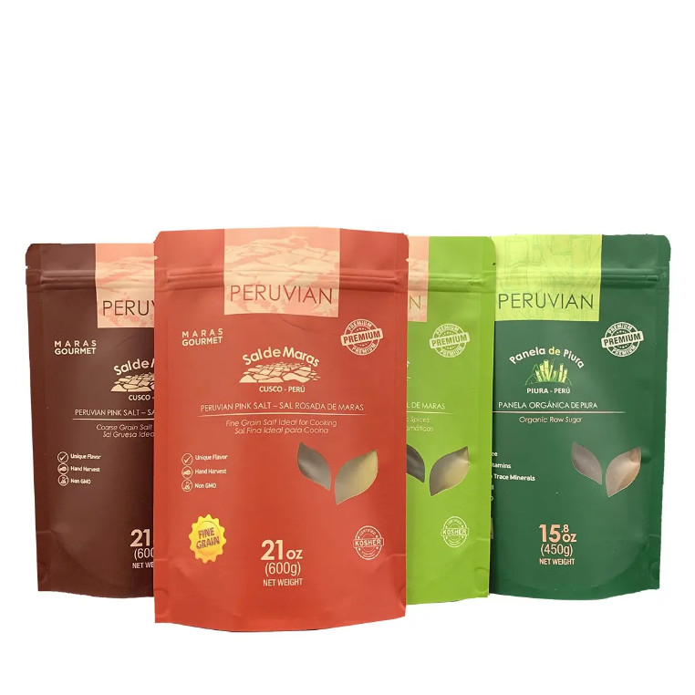 Kraft Paper Sachet Stand Up Pouch Kraft Paper Bag With Window, Sachet Kraft Stand Up Paper Pouch