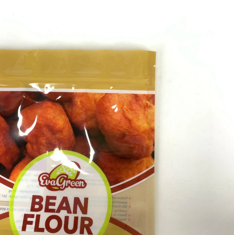 Saco de plástico eco-friendly re-fechável farinha de feijão doces biscoitos lanche embalagem saco de suporte para alimentos