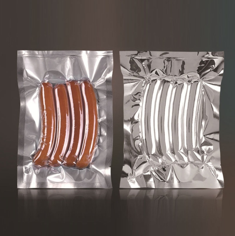 Plástico de qualidade alimentar personalizado, Alumínio puro, Saco a vácuo transparente selado em 3 lados, Saco para cozinhar a vapor, Embalagem para armazenamento de alimentos