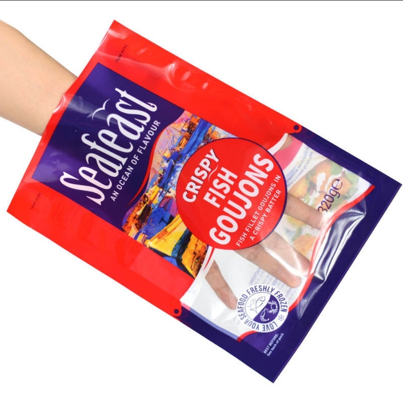Embalagem Personalizada para Impressão a Vácuo de Peixe, Frango e Alimentos Congelados com Saco Plástico Selado em 3 Lados e Logotipo